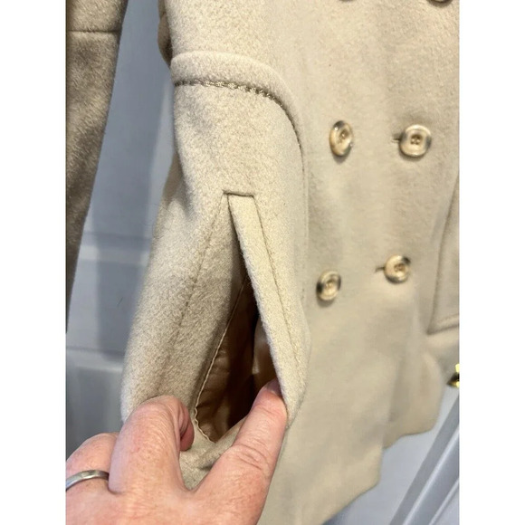 VTG Alorna Holly Plush Womens Short‎ Wool Double Breasted Coat Off White Medium - Picture 2 of 9